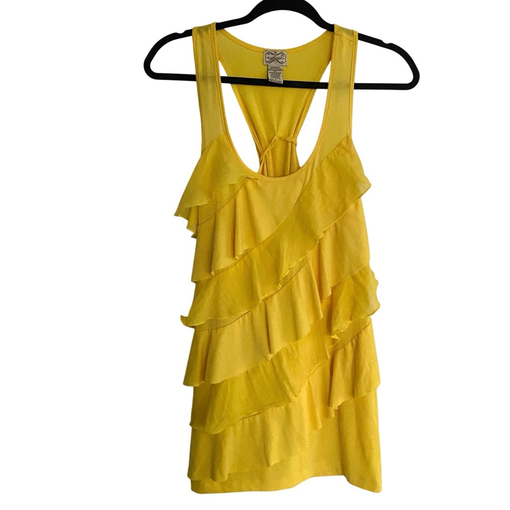 Vintage Y2K Tank Top Fairycore Layered Fairy Asymmetrical Ruffles Tiered L